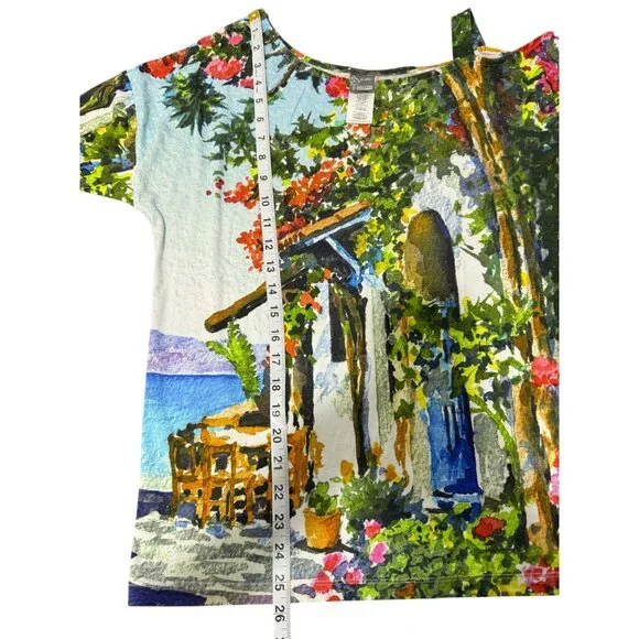 Simply Art Dolcezza Womens Top 3/4 Sleeve One-Shoulder Artistic Print Size S - Picture 7 of 7